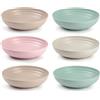 Acan Tradineur - Confezione da 6 piatti fondi, realizzati in plastica, adatti per uso alimentare, microonde e congelatore, Ø 22 x 5,4 cm, colori pastello assortiti
