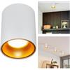 Planetitaly Plafoniera Moderna a Cilindro Attacco GU10 Faretto da Soffitto in Alluminio Luce Bagno, Cucina, Ingresso, Vetrina, Negozio, Corridoio, Alimentazione 230V (Bianco e oro, Senza lampada)
