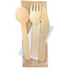 Virsus Set Posate in Legno di Betulla biodegradabili e compostabili TRIS forchetta Coltello Cucchiaio tovagliolo 3 veli, imbustate in carta Avana, stoviglie bio Eco Friendly Varie Quantità (300)