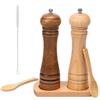 Sutowe 2 macinapepe, macina sale e pepe con cucchiai e spazzola per la pulizia, sale e pepe in legno con base, macinino classico pepe per macinare spezie, cume, sesamo, paprika