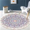 Duories Tappeto rotondo in cotone bohémien, lavabile, tessuto a mano, con nappe, per camera da letto, corridoio, soggiorno e tavolino da caffè, lavabile in lavatrice, 90 cm, fiori #5