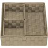 Virsus Cassetti Portaoggetti in Tessuto impilabili 5703, Trama intrecciata 3 Scomparti interni, misura 26x26x9,5 cm, contenitore salvaspazio, Organizer per accessori bagno (Beige)