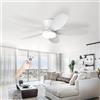 AQLEDY Ventilatore Pale Da Soffitto Con Luce E Telecomando, Silenzioso 5 Pale Lampadario Con Ventola, Dimmerabile LED Plafoniera Ventilatore Per Camera Da Letto, Cucina, Soggiorno-White||42in