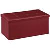 IlGruppone Pouf Contenitore in Ecopelle Cassapanca Pieghevole 87 Litri Capienza,Salvaspazio,Portaoggetti,Seduta Imbottita,Portata 300 kg Rettangolare Pouff Poggiapiedi Sgabello - Bordeaux