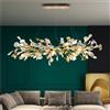 HMASNSEIY Lampadario moderno a forma di ramo d'albero compatibile con sala da pranzo soggiorno camera da letto cucina bar lampadario a sospensione rotondo dorato foglia di ginkgo lampadario lampadario