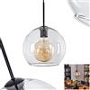 hofstein Lampada a sospensione Koyoto, lampada in metallo/vetro in nero/chiaro, design vintage/retrò a 1 luce con paralume in vetro (Ø 25 cm), altezza massima 147 cm, 1 x E27, senza lampadina/e