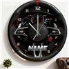 Collienght Orologio a tema personalizzato per volante e cruscotto, per camera da letto, soggiorno, club, garage, stampa piatta 2D a tema auto, targa artistica da parete, nome personalizzato volante cruscotto