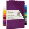 Lavea® Lenzuolo con Angoli Una Piazza e Mezza 120x200 cm - 100% Cotone Morbido e Traspirante - per Materassi alti fino a 20 cm - con Elastico in Jersey - Lilla