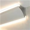 Generic Modanatura per Soffitto in Alluminio con Canale Diffusore A LED, Modanatura per Corona, Cornice per Parete Soffitto, Illuminazione Indiretta, Striscia LED, Alloggiamento per Canale (2 M 6,5