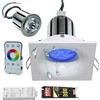 Planetitaly Set 2 Faretti Incasso Soffitto Luce Led RGBW Multicolore Cromoterapia, Dimmerabile, Regolazione Luce RGB-4000K, Impermeabile IP65, 2x12W, Bassa Tensione 24V, Smart, Box Doccia, Bagno Turco, Sauna