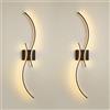 OOWOKS 2 pack,100cm,Lampada da parete a LED Modern, 40W 3500LM Applique da parete Interna Nero Design Curvo Lampada da soggiorno 3000K-6000K Alluminio Lampade da Muro ad Arco Lungo per Camera Corridoio Scala