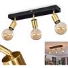 hofstein Lampada da soffitto Tulla in metallo in nero/ottone, lampada da camera moderna a 3 luci, le teste delle lampade possono essere girate e orientate, 3 x E27, senza lampadina/e