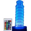 SANNELCHEL Torre di Pisa Modello 3D Acrilico LED Art Deco Luce Notturna Touch 7 Colori/Telecomando 16 Colori USB Home Decor Lampade Migliori Regalo di Natale Giocattoli