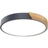 NAIZY Lampada da soffitto a LED, 60 W, luce bianca fredda, con decorazione in legno, moderna, diametro 40 x 5 cm, per camera da letto, soggiorno (nero)