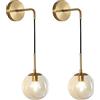 KCO Lighting Applique da Parete Globo Moderno in Oro - Lampada a Sfera Mid Century in Ottone Grezzo con Vetro Tondo, Design Minimalista, Cordone Regolabile