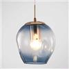 BDS lighting 12 tonalità di Vetro Luci del Pendente, 250cm Lunghi Cavi, 60 Centimetri Diametro Chrome Colori Rotonda Base della Lampada, Lungo Chandelier (Color : Blue)