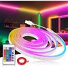 KISUFU 5V RGB USB Striscia LED Neon, IP65 impermeabile 108 LED/m Autoadesivo Striscia LED Neon con USB 24 tasti IR Mini Controller RGB per il gioco Camera da letto Decorazione interna ed esterna