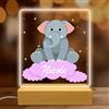 Stileitaliano luce notturna per bambini lampada personalizzata con nome e animaletto idea regalo bambino o bambina (Elefantino)