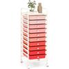 COSTWAY Carrello con 10 Cassetti da Stoccaggio, Cassettiera di Metallo e Plastica, Contenitore Multiuso con Ruote a Freno, per Casa e Ufficio (Rosa sfumata)