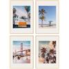PHOTOLINI Set di 4 cornici per poster 50x70 cm con passe-partout 40x50 cm legno MDF naturale, plexiglass infrangibile, da parete, accessori inclusi - per foto, immagini e poster