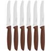 Tramontina Set di Coltelli Dentati Tavola da Carne con Punta Arrotondata Colore Marrone Acciaio Inossidabile, Plenus 6 pezzi