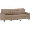 vidaXL Divano a 3 Posti Cappuccino 180 cm in Similpelle, Divano, Divano Imbottito, Divano a Tre posti, divani, Divano da Salotto, Divano in Similpelle