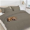Home Tresor - Set Copripiumino Singolo 100% Cotone - Parure Copri Piumino 155x200 e Federa 52x82 cm - Sacco Piumone Letto Una Piazza Certificato Oeko-Tex Fresco e Traspirante Tinta Unita, Tortora