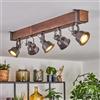 hofstein Plafoniera HOFSTEIN Pehefito, lampada da soffitto a 5 luci in metallo/legno grigio/marrone scuro, regolabile design industriale/retrò/vintage con travi legno, GU10, sala pranzo, soggiorno, cucina