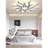 JINGKER lampadario LED conmotivo floreale 58W Lampada soffitto semi-incassata Lampada soffitto metallo regolabile Apparecchio di illuminazione con telecomando Adatta a soggiorni e camere (Nero, 8 teste)