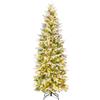 COSTWAY Albero di Natale Slim Pre-Luminoso 190/225 CM, Albero di Natale Artificiale Innevato con 280/350 Luci LED Bianche Calde, Rami Articolati e 671/913 Punte e 60/75 Pigne (190 CM)