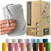 MeriWoolArt Corda Macramè Grigio Chiaro 3mm 200m - Fil di Cotone Colorato - Spago Macrame di Corda Singola - Filato Morbido Macramè Cotone Riciclato Oeko-Tex - Macramè Arredamento per Casa Boho