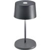 Zafferano, Lampada Olivia Mini, Lampada da Tavolo Portatile e Ricaricabile con Controllo Touch, Adatta per Salotto ed Esterni, Dimmer, 2200-3000 K, Altezza 22 cm, Colore Grigio Scuro