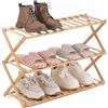 BM Scarpiera in Bambù a 3 Ripiani - Portascarpe Salvaspazio, Scaffale Scarpe per Ingresso, Camera da Letto e Corridoio - Design Naturale e Robusto