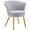 IlGruppone Poltrona Conchiglia Camera da Letto in Velluto Design Moderno, Sedia Classica con Gambe in Metallo Placcato Oro - Poltroncina per Salotto con Seduta Morbida Imbottita Modello Maddina - Grigio