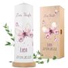 GRAVURZEILE Candela stampata per battesimo con farfalla V2 candela stampata brillante per battesimo regalo personalizzato per ragazze e ragazzi candela a colonna di alta qualità 250 80 mm colore rosa
