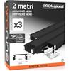 Eurocali 3 Profili da 2 metri (6mt) in Alluminio Nero per Strisce LED Schermatura Opaca ingombro max striscia led 12.4mm - 17.4 x 7