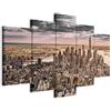 Cuadros B&D XXL - Quadro New York 200x100 cm 5 Pezzi - Stampa su Tela Strutturata Grande - Quadri Moderni Componibili Camera da Letto Matrimoniale - Stampe da Parete Arte - Architettura d-B-0069-b-p