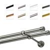 MDEKOR Bastone Per Tende 140 cm, Doppio, Acciaio Anticato, Montato A Parete