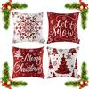ORANIFUL Fodere Cuscini Natalizie 40x40 Set da 4 Rosso Copricuscini Divano Velluto Quadrati Decorativi in Lino per Letto Décor Casa Auto (Natale 02, 4 Pezzi)
