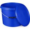 BenBow secchio con coperchio 10l blu 10x 10 litro - sicuro per gli alimenti, stabile, a prova di perdite, inodore - contenitore in plastica con manico - vuoto