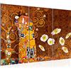 Runa Art Gustav Klimt Il Bacio Quadri Soggiorno Grande Oro Collage 120 x 80 cm 3 Pezzi Decorazione Murale 021531a