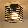 iDEGU Plafoniera Vintage in Metallo Disegn Gabbia Cubo Lampadario Soffitto Industriale E27 Lampada da Soffitto Decorazione Lampada per Cameretta Caffè Restaurent Ingresso Corridoio (16 cm, Nero)