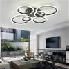 Luyaim Moderna Plafoniera Luminosa A LED, 6 Anelli Di Plafoniera Bianca Con Telecomando, Plafoniere Per Cucina, Soggiorno, Camera Da Letto 3000K-6500K Dimmerazione Intelligente-Black