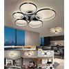 JINGKER Lampade da soffitto, moderna lampada da soffitto a 5 anelli LED 111W 11, 100lm Lampadari a filo con telecomando dimmerabile 3000-6000K per soggiorno camera da letto bagno (Nero, Φ100cm)