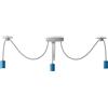 LEDSone Lampadario industriale Edison a 3 teste E27, regolabile, a forma di ragno, con attacco a soffitto (Blu)