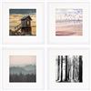 PHOTOLINI Set di 4 cornici per poster 30x30 cm con passe-partout 20x20 cm bianco legno MDF, plexiglass infrangibile, da parete, accessori inclusi - per foto, immagini e poster