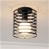 iDEGU Plafoniera Vintage E27 Lampadario Soffitto Industriale Design Gabbia Cilindro in Ferro Lampada da Soffitto Retro per Camera da Letto Cucina Corridoio Soggiorno Ristoranti (Nero, Rotondo)