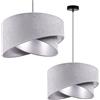 Light Home LH Light-Home Milano Lampadario a Sospensione - Lampadario Industriale per Soggiorno Camera da Letto e Cucina - Lampade a Sospensione in Metallo e con Paralume di Velluto - Grigio chiaro e Argento