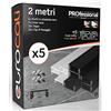 Eurocali Profilo Alluminio per Strisce LED Nero con copertura Professionale Milky Made in Italy MedusaFlex in Policarbonato - Pacco da 5 pezzi (10m) - 2000 x 17.4 x 7mm - Cover standard nera inclusa