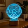 Generico Lampada in Plexiglass con Base Nera Disegno Pallone del Napoli Sarò Con Te Calcio Decor Night Light LED Luce Camera 7 Colori
